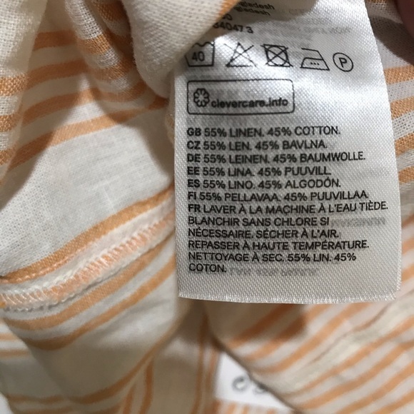 H&M linen blend crop top size S NWT straps yellow stripes - Picture 4 of 4